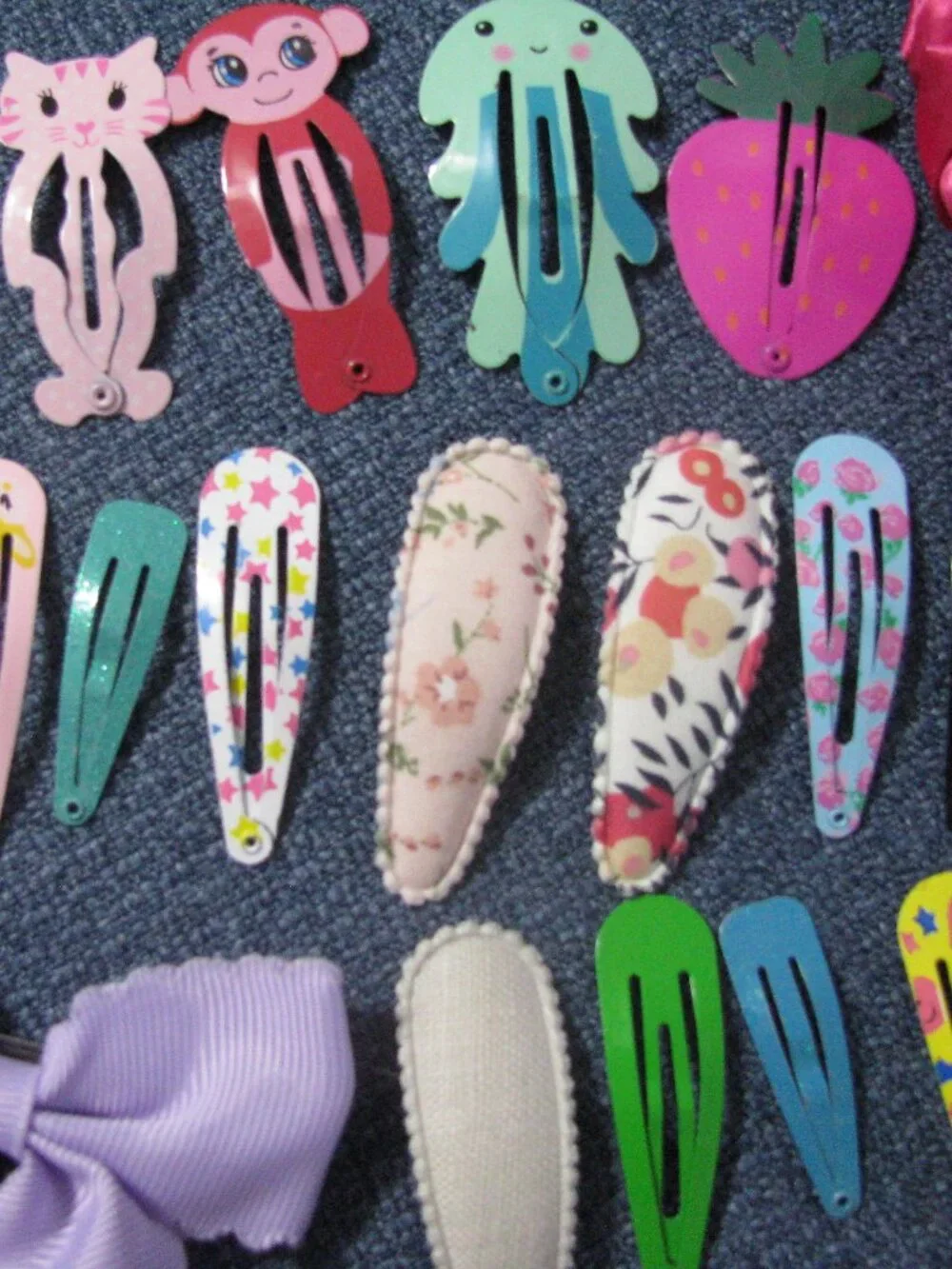 Huge Lot/Bundle 95 barrettes, hair ties, bows homemade and storebought